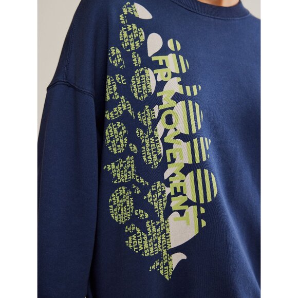 FP Movement by Free People Navy and Lime Crew Neck Sweater NWT - Picture 3 of 6